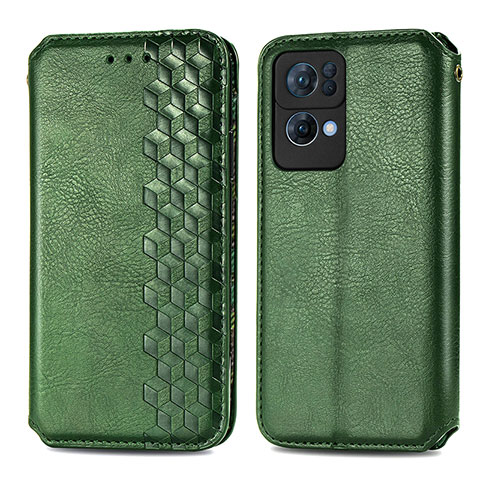 Funda de Cuero Cartera con Soporte Carcasa S01D para Oppo Reno7 Pro 5G Verde