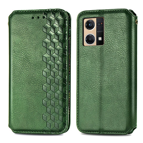 Funda de Cuero Cartera con Soporte Carcasa S01D para Oppo Reno8 4G Verde