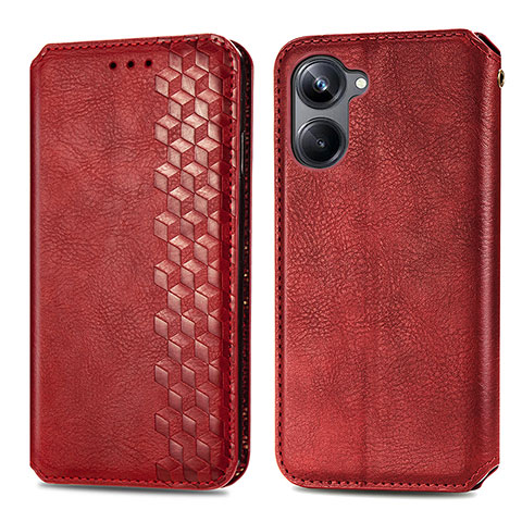 Funda de Cuero Cartera con Soporte Carcasa S01D para Realme 10 Pro 5G Rojo