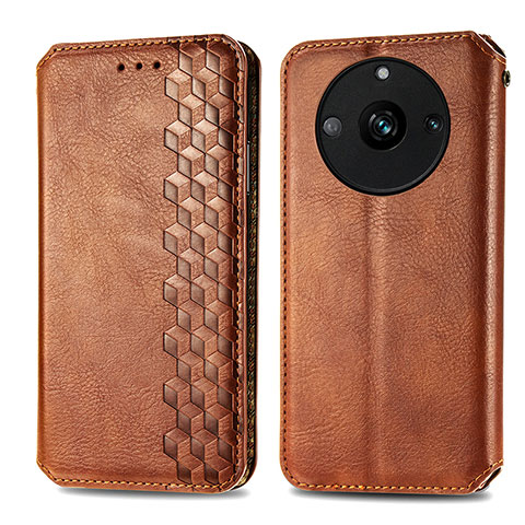 Funda de Cuero Cartera con Soporte Carcasa S01D para Realme 11 Pro+ Plus 5G Marron