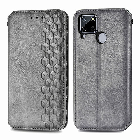 Funda de Cuero Cartera con Soporte Carcasa S01D para Realme 7i RMX2193 Gris