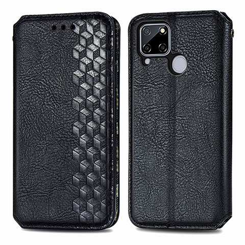 Funda de Cuero Cartera con Soporte Carcasa S01D para Realme 7i RMX2193 Negro