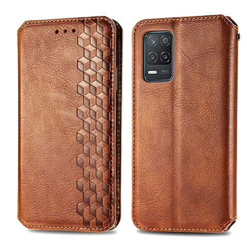 Funda de Cuero Cartera con Soporte Carcasa S01D para Realme 8s 5G Marron