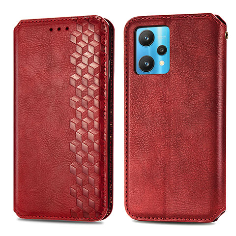 Funda de Cuero Cartera con Soporte Carcasa S01D para Realme 9 4G Rojo