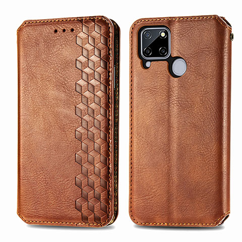 Funda de Cuero Cartera con Soporte Carcasa S01D para Realme C12 Marron