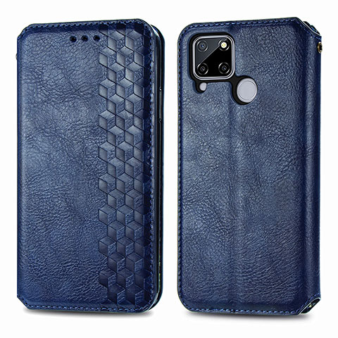 Funda de Cuero Cartera con Soporte Carcasa S01D para Realme C25 Azul