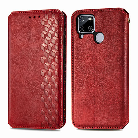 Funda de Cuero Cartera con Soporte Carcasa S01D para Realme C25S Rojo