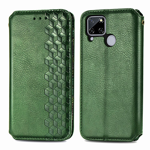 Funda de Cuero Cartera con Soporte Carcasa S01D para Realme C25S Verde