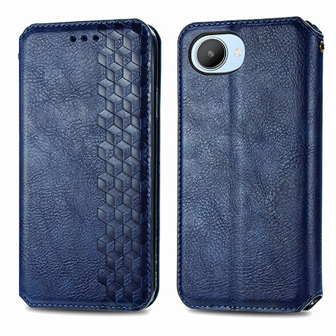 Funda de Cuero Cartera con Soporte Carcasa S01D para Realme C30 Azul