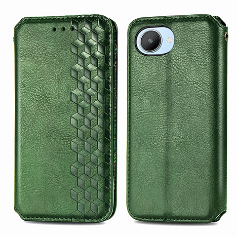 Funda de Cuero Cartera con Soporte Carcasa S01D para Realme C30 Verde