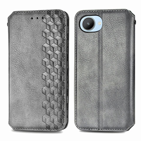 Funda de Cuero Cartera con Soporte Carcasa S01D para Realme C30s Gris