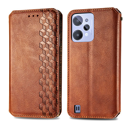 Funda de Cuero Cartera con Soporte Carcasa S01D para Realme C31 Marron