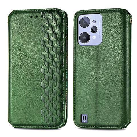 Funda de Cuero Cartera con Soporte Carcasa S01D para Realme C31 Verde