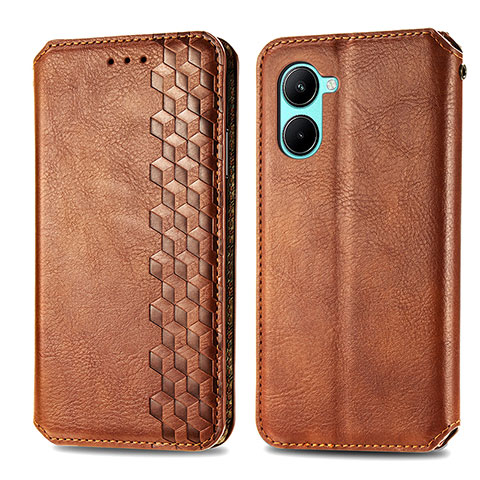 Funda de Cuero Cartera con Soporte Carcasa S01D para Realme C33 (2023) Marron