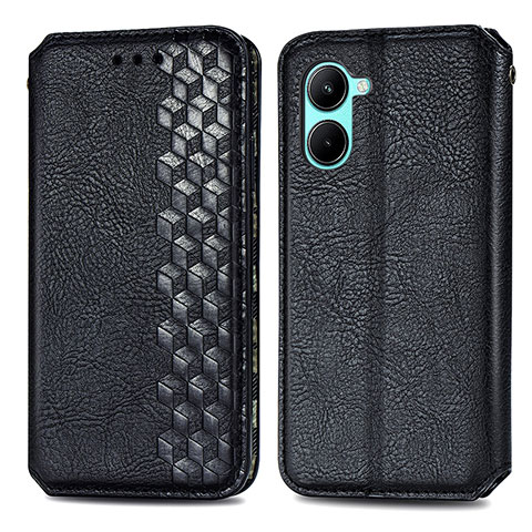 Funda de Cuero Cartera con Soporte Carcasa S01D para Realme C33 (2023) Negro