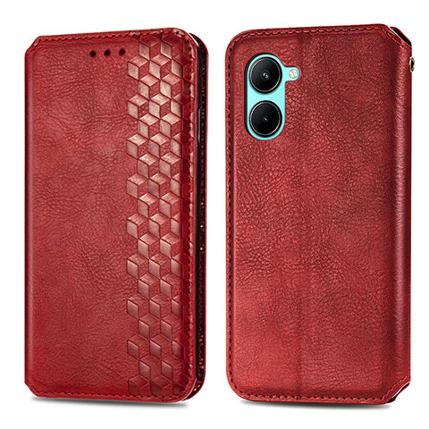 Funda de Cuero Cartera con Soporte Carcasa S01D para Realme C33 (2023) Rojo