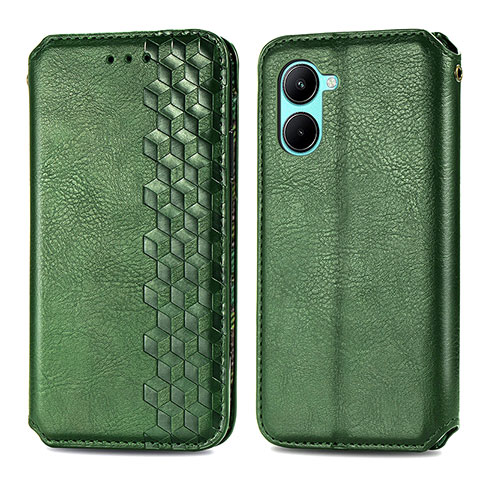 Funda de Cuero Cartera con Soporte Carcasa S01D para Realme C33 (2023) Verde