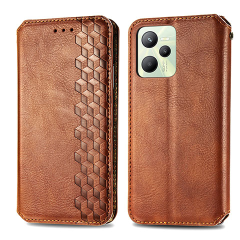 Funda de Cuero Cartera con Soporte Carcasa S01D para Realme C35 Marron