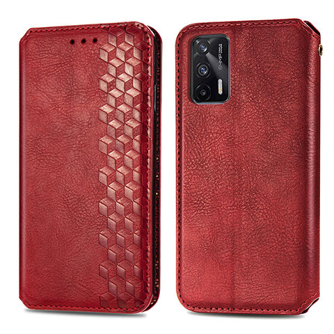 Funda de Cuero Cartera con Soporte Carcasa S01D para Realme GT 5G Rojo