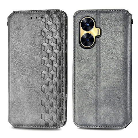 Funda de Cuero Cartera con Soporte Carcasa S01D para Realme Narzo N55 Gris