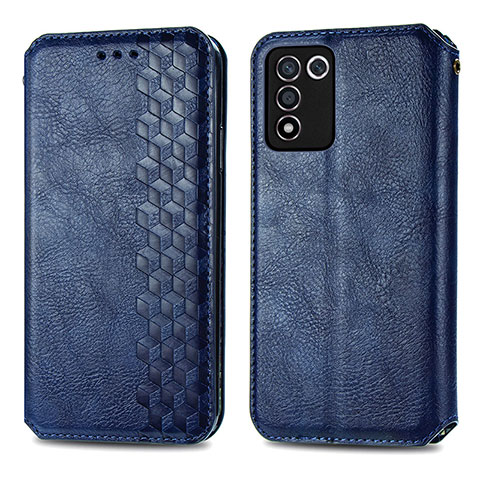 Funda de Cuero Cartera con Soporte Carcasa S01D para Realme Q3s 5G Azul