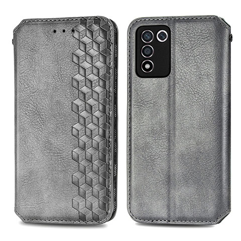 Funda de Cuero Cartera con Soporte Carcasa S01D para Realme Q3s 5G Gris