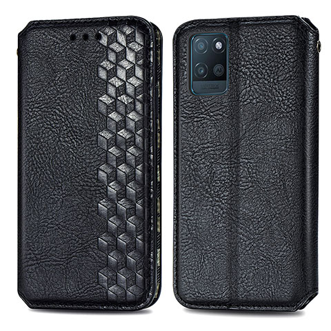 Funda de Cuero Cartera con Soporte Carcasa S01D para Realme V11 5G Negro