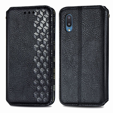 Funda de Cuero Cartera con Soporte Carcasa S01D para Samsung Galaxy A02 Negro