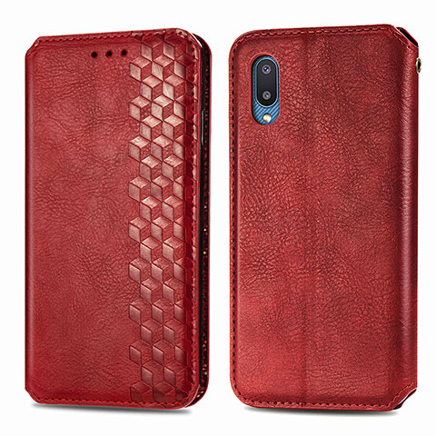 Funda de Cuero Cartera con Soporte Carcasa S01D para Samsung Galaxy A02 Rojo