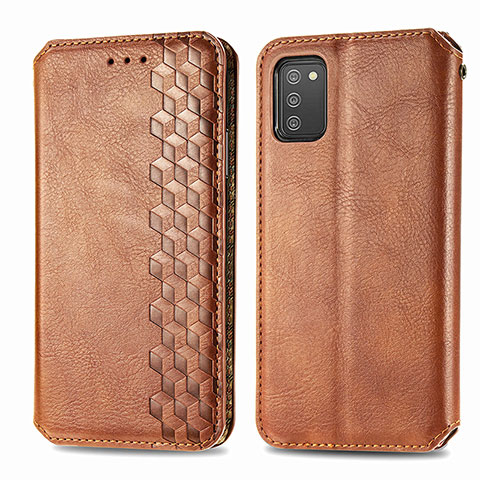 Funda de Cuero Cartera con Soporte Carcasa S01D para Samsung Galaxy A02s Marron