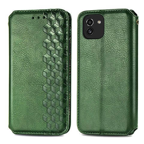 Funda de Cuero Cartera con Soporte Carcasa S01D para Samsung Galaxy A03 Verde