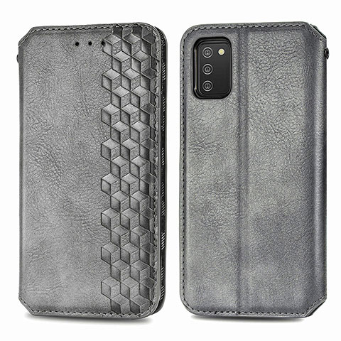 Funda de Cuero Cartera con Soporte Carcasa S01D para Samsung Galaxy A03s Gris