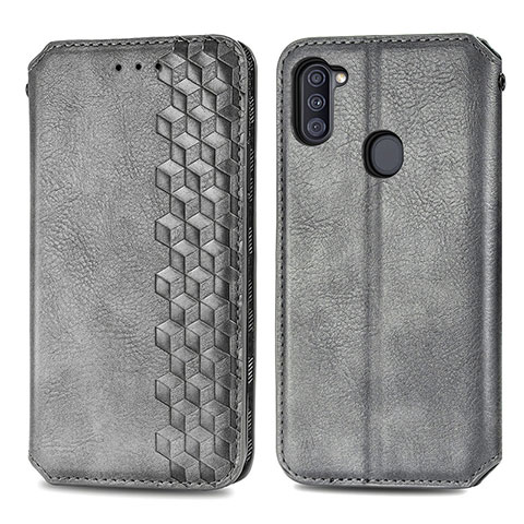 Funda de Cuero Cartera con Soporte Carcasa S01D para Samsung Galaxy A11 Gris