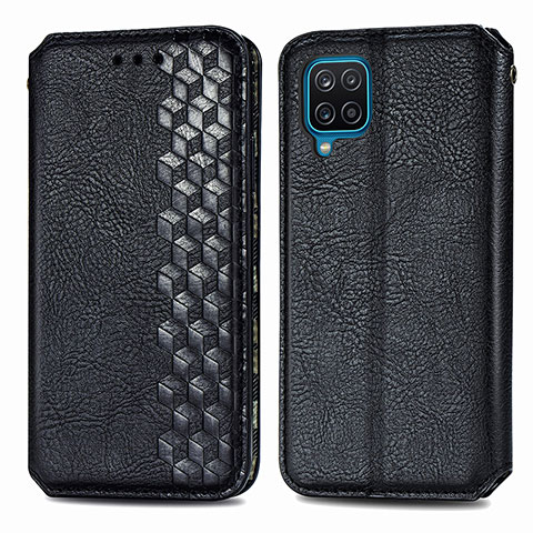 Funda de Cuero Cartera con Soporte Carcasa S01D para Samsung Galaxy A12 5G Negro