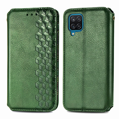 Funda de Cuero Cartera con Soporte Carcasa S01D para Samsung Galaxy A12 5G Verde