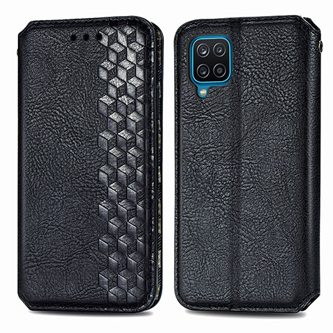 Funda de Cuero Cartera con Soporte Carcasa S01D para Samsung Galaxy A12 Nacho Negro