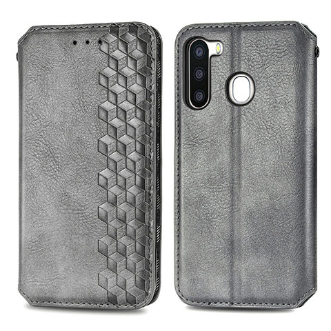 Funda de Cuero Cartera con Soporte Carcasa S01D para Samsung Galaxy A21 European Gris