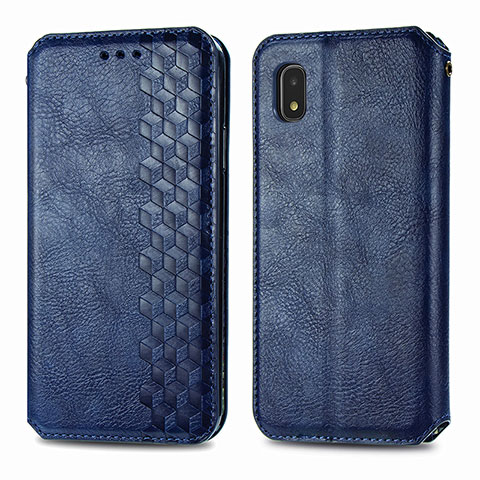 Funda de Cuero Cartera con Soporte Carcasa S01D para Samsung Galaxy A21 SC-42A Azul