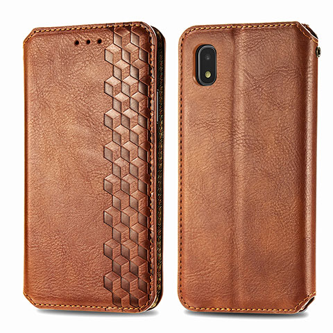 Funda de Cuero Cartera con Soporte Carcasa S01D para Samsung Galaxy A21 SC-42A Marron