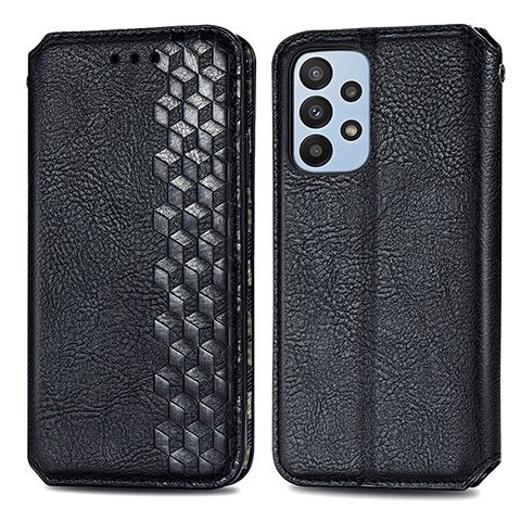 Funda de Cuero Cartera con Soporte Carcasa S01D para Samsung Galaxy A23 5G Negro