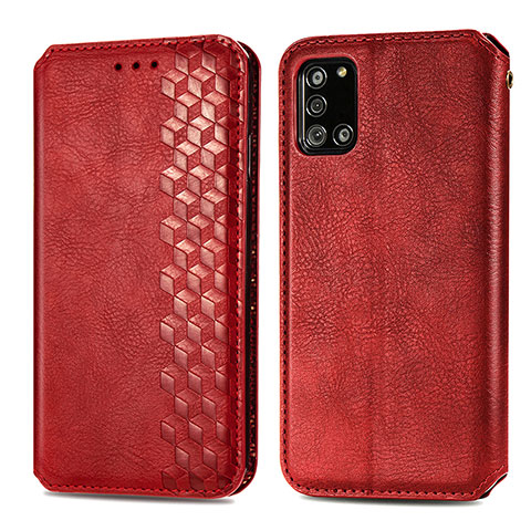 Funda de Cuero Cartera con Soporte Carcasa S01D para Samsung Galaxy A31 Rojo