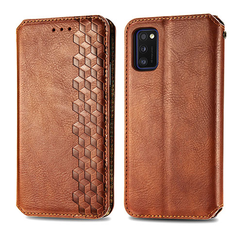 Funda de Cuero Cartera con Soporte Carcasa S01D para Samsung Galaxy A41 Marron