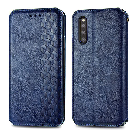 Funda de Cuero Cartera con Soporte Carcasa S01D para Samsung Galaxy A41 SC-41A Azul