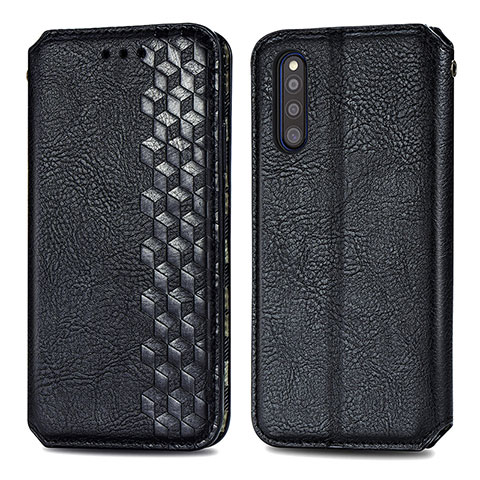 Funda de Cuero Cartera con Soporte Carcasa S01D para Samsung Galaxy A41 SC-41A Negro