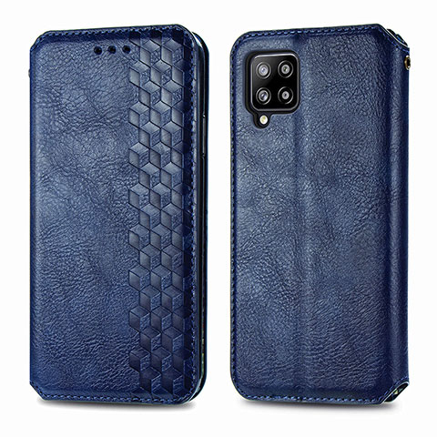 Funda de Cuero Cartera con Soporte Carcasa S01D para Samsung Galaxy A42 5G Azul