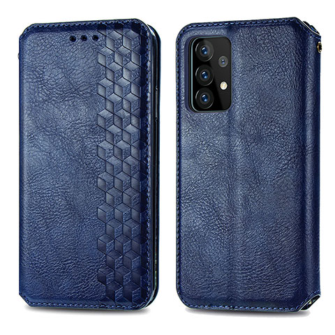 Funda de Cuero Cartera con Soporte Carcasa S01D para Samsung Galaxy A52 4G Azul