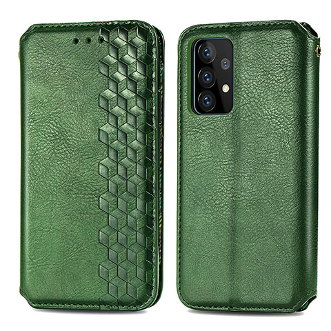 Funda de Cuero Cartera con Soporte Carcasa S01D para Samsung Galaxy A52 4G Verde