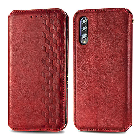 Funda de Cuero Cartera con Soporte Carcasa S01D para Samsung Galaxy A70 Rojo