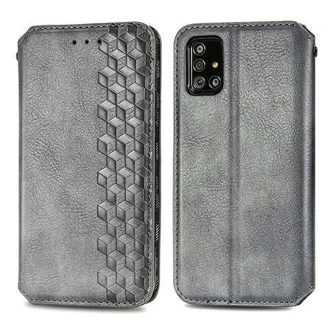 Funda de Cuero Cartera con Soporte Carcasa S01D para Samsung Galaxy A71 4G A715 Gris