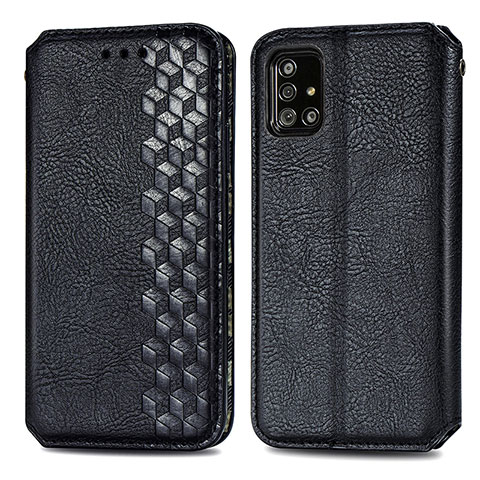 Funda de Cuero Cartera con Soporte Carcasa S01D para Samsung Galaxy A71 4G A715 Negro